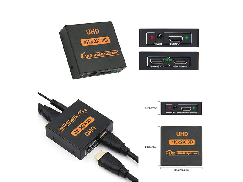 Powered HDMI Splitter Amplifier 1 in 2 out 4K x 2K Ultra HD and 3D Full HD  1080P