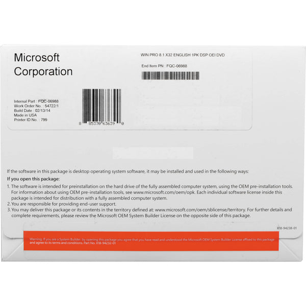 Microsoft Windows 10 Home OEM English 64 bit-KW9-00139