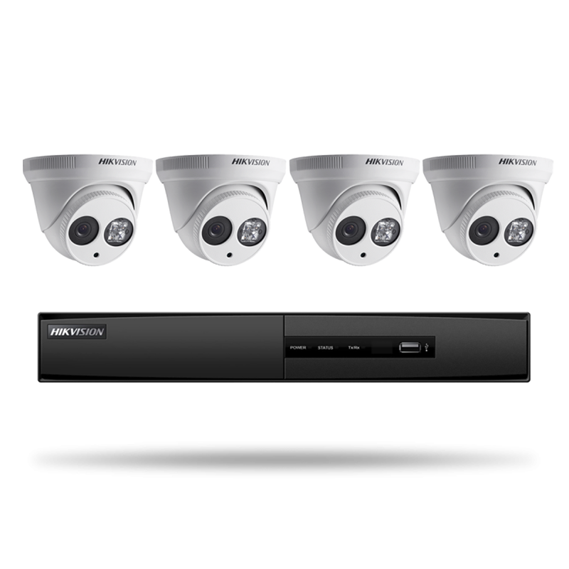 Hikvision EKI-Q41T24 4-Channel 4MP NVR with 1TB HDD & 4 2MP Night Vision Turret Cameras Kit