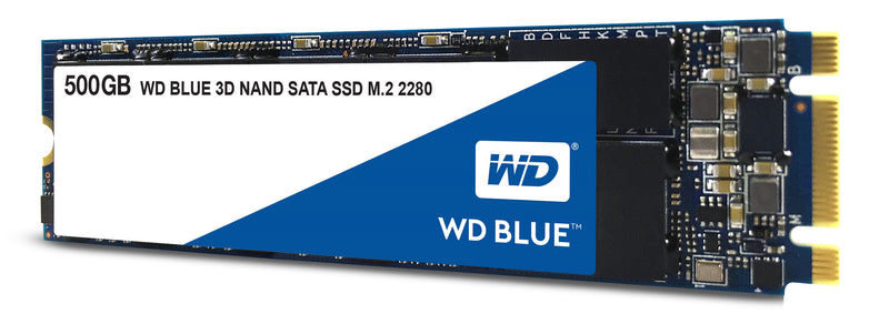WD Blue 3D NAND 500GB Internal PC SSD - SATA III 6 Gb/s, M.2 2280, Up to 560 MB/s - WDS500G2B0B