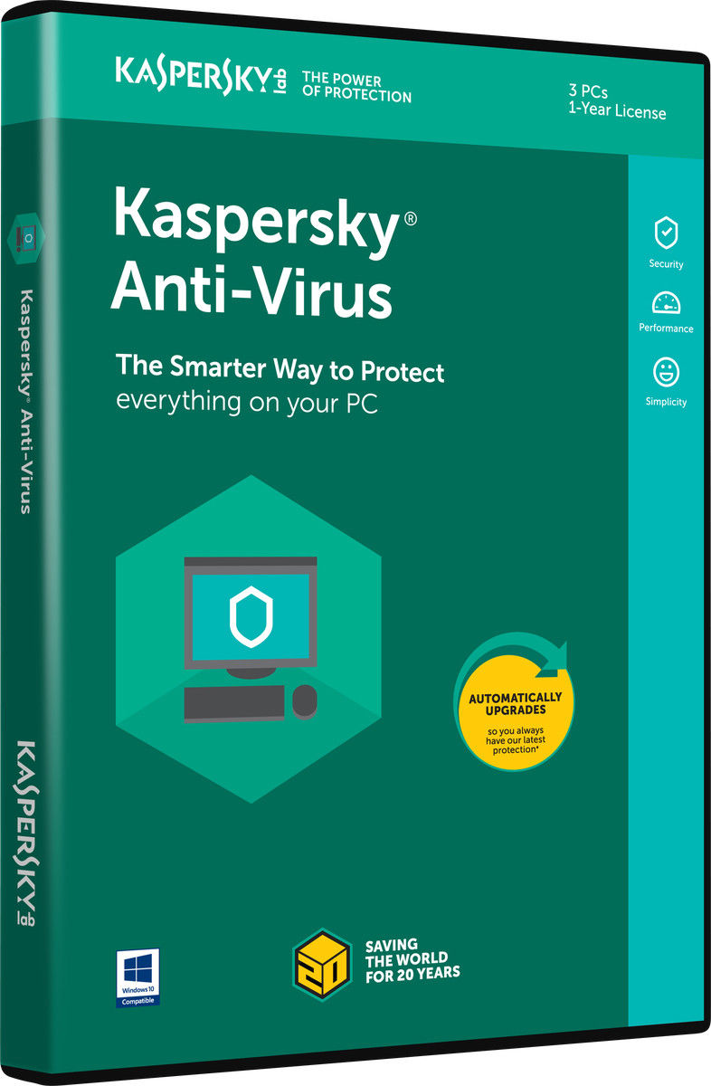 Kaspersky Anti-Virus 2019, 3-PC, For Window PC